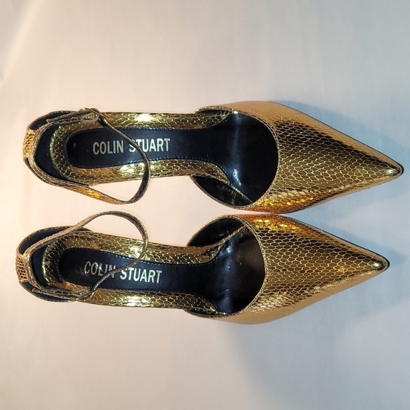 Women's Colin Stuart Gold Heels New - Picture 2 of 9